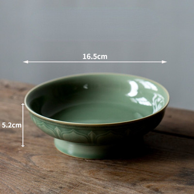 Yue Kiln Celadon magas lábú teástálca Háztartási Gyümölcs Snack Palte Japán forrázásgátló edény csapágytartó Teaszertartási díszek
