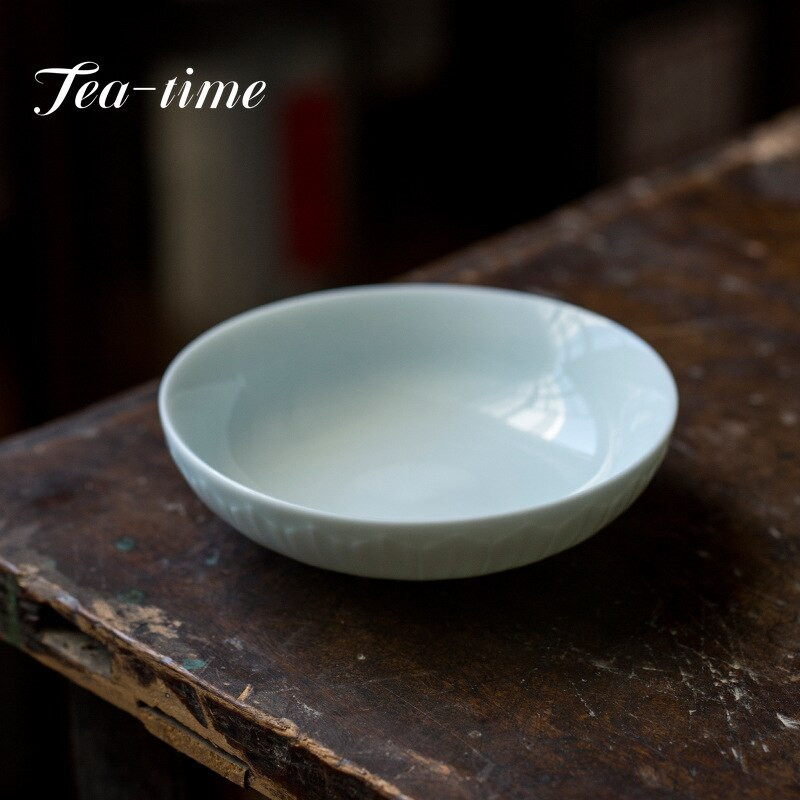 Hutian kemencés edény csapágytálca kézzel készített lótusz árnyék Celadon Glaze Gaiwan tartó tartó Gyümölcs uzsonnatálca Teaszertartási kiegészítők