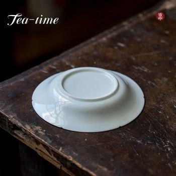 Misty Blue Purple Sand Pot Bearing Trade Celadon Round Dry Brewing Table Teapot Base Refreshment Fruit Ceramic Plate Tea Ceremment