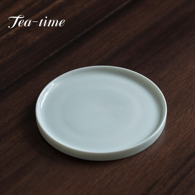Hutian Kiln Misty Blue Porcelain Pot Bearing Palte Chinese Dry Brewing Tray Плодове Освежителна чиния Поддръжка за сладкиши Чаена церемония