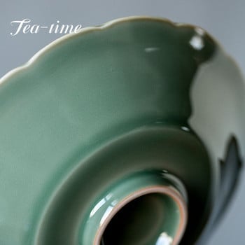 Yue Kiln Celadon Relief Pot Bearing Στήριγμα Κεραμικός δίσκος τσαγιού Πιάτο κατά του ζεματίσματος Οικιακό σνακ φρούτων Αξεσουάρ τσαγιού τελετής