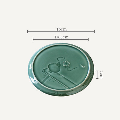 Yue Kiln Celadon Relief teatálca japán kerámia szárazfőző asztal kis teáskanna csapágy tartó Kung Fu teaszertartás kiegészítők