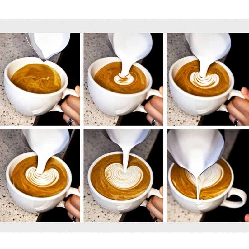 Rozsdamentes acél 550 ml-es tejhabosító kancsó Eszpresszó kávés tejes bögrék Garland Cup Latte Art kávés eszköz