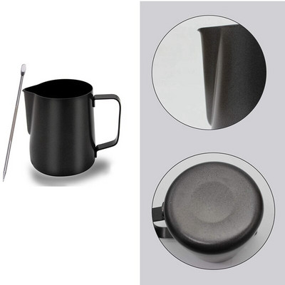 Rozsdamentes acél tejkanna, tejhabosító, tejhabosító kancsó Latte Art tollal, Cappuccino eszpresszóhoz