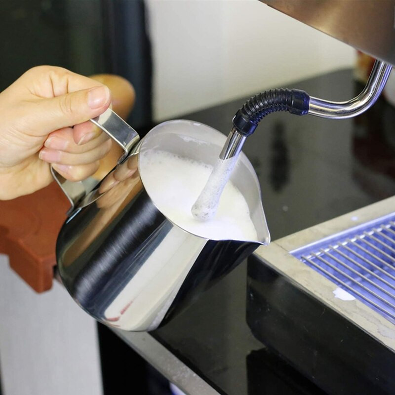 Pachet de 2 ulcioare pentru spumare de lapte, ulcior pentru aburit espresso de 12 oz și 20 oz, ceașcă pentru spuma de lapte, bifă în interior