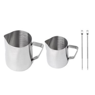 2 csomag tejhabos kancsó, 12 oz és 20 oz eszpresszó gőzölő kancsó, eszpresszó kávé Cappuccino latte készítéséhez, pipa jelzés a belsejében