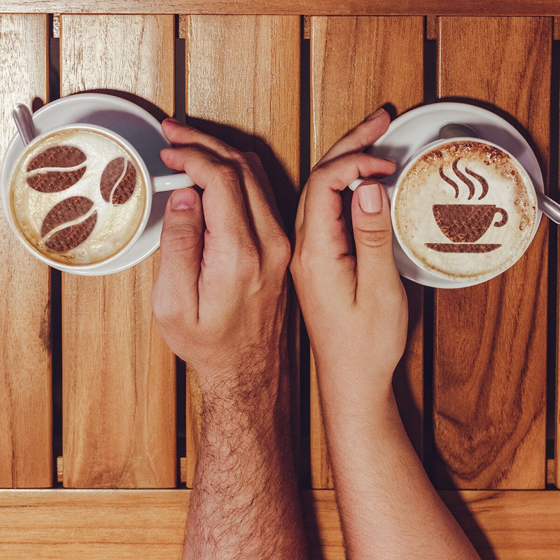 Kávésablonok Tortadíszítő shaker Cappuccino Garland Formasablonok Csokoládé eszköz Latte Feltétek csésze rúd fahéjas süti
