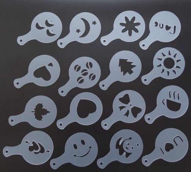 Buitinė kavos traukimo gėlė 600 m gėlių puodo rinkinys dovanų traukimo adata 16 plastikinių formų 16 raštų rinkinys kavos kūrybinis įtaisas