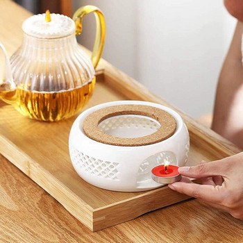 Керамичен нагревател за чайник LUDA, нагревател за чайник с коркова възглавница, идеален за стъклени чайници и керамичен чайник
