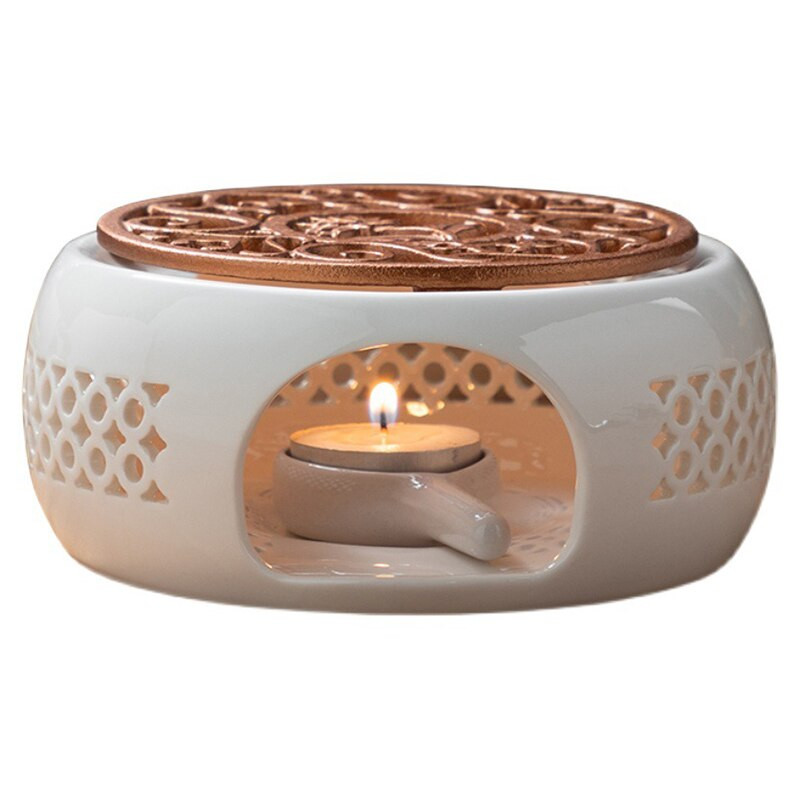 Keraminis arbatinuko žvakių šildytuvo rinkinys su žvakidės laikiklio padėklo šildytuvu, skirtas stikliniams keramikiniams metaliniams puodams šildyti kavą pieną ar arbatą