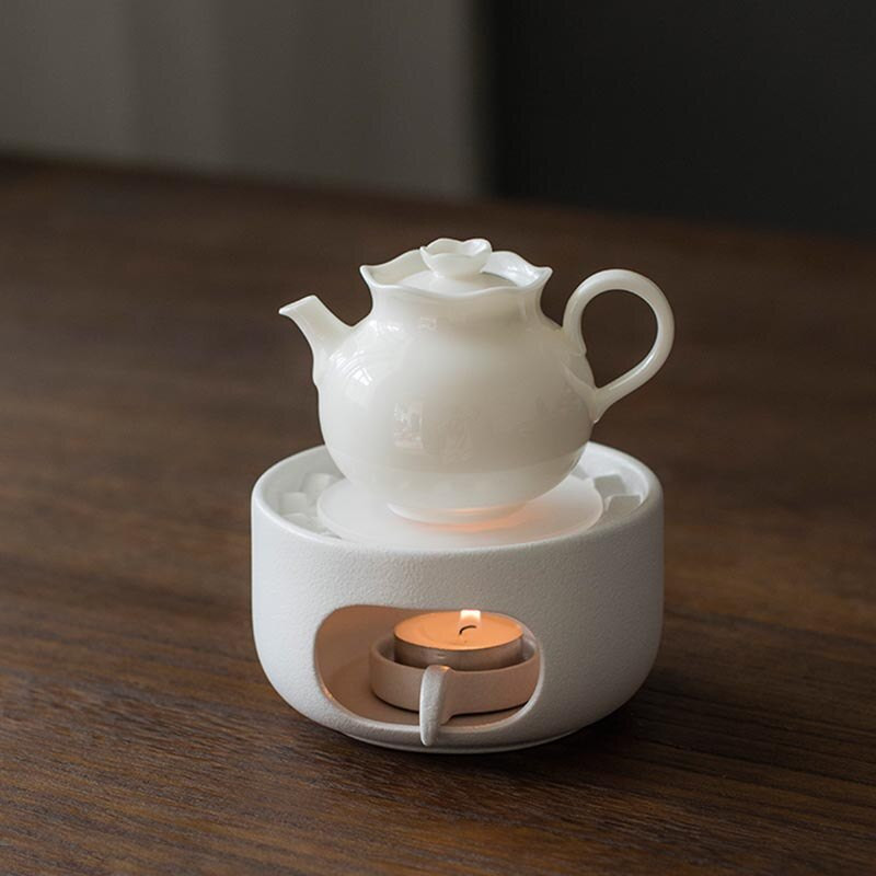 Sobă de ceai mică, simplă, albă, din ceramică, suport pentru lumânări, bază pentru încălzire pentru ceainic, accesorii pentru ceainic, suporturi pentru ceainic, bază pentru încălzire pentru lumânări