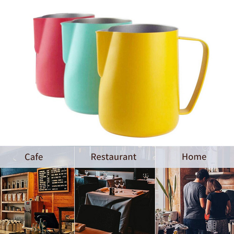 1x Cană pentru spumare de lapte 350/600ml ulcior de spumare a laptelui din oțel inoxidabil Espresso Cafea cu abur Barista Latte Cappuccino Cană de lapte Nou