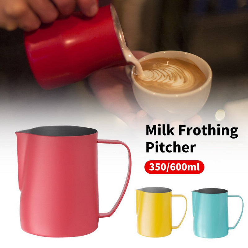 1x Cană pentru spumare de lapte 350/600ml ulcior de spumare a laptelui din oțel inoxidabil Espresso Cafea cu abur Barista Latte Cappuccino Cană de lapte Nou