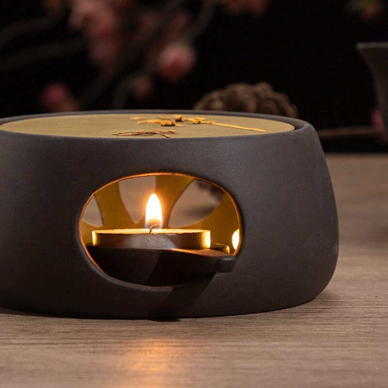 Kerámia teáskanna melegítő tartó talp teamelegítő szigetelő alap tea kávé vízmelegítő üreges gyertya melegítő talp tartó