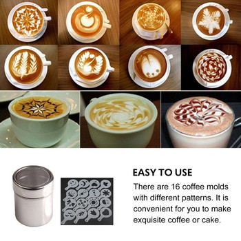 18 τμχ Στένσιλ καφέ Cappuccino Latte Fancy Barista Πρότυπο Καλούπι Καπουτσίνο Σχέδιο Κέικ Φόρμα Σπρέυ Στένσιλ DIY