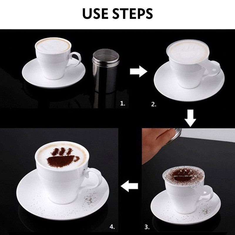 18db Cappuccino Latte kávésablonok Díszes Barista Cappuccino sablon forma kávé rajzolás tortaforma spray barkácsművészeti stencilek