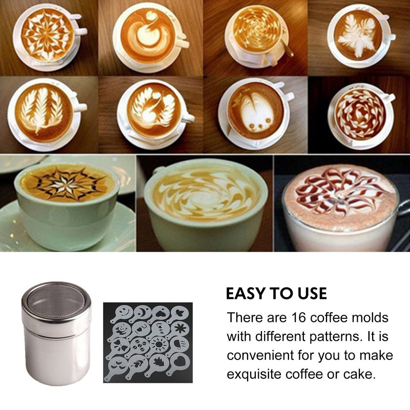 18db Cappuccino Latte kávésablonok Díszes Barista Cappuccino sablon forma kávé rajzolás tortaforma spray barkácsművészeti stencilek