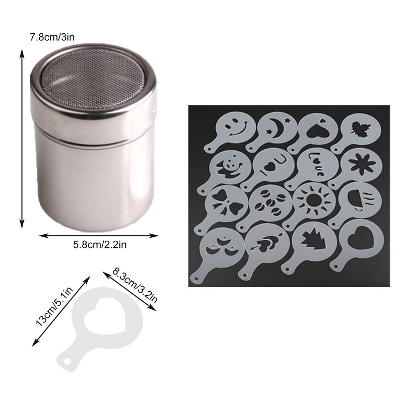 18db Cappuccino Latte kávésablonok Díszes Barista Cappuccino sablon forma kávé rajzolás tortaforma spray barkácsművészeti stencilek