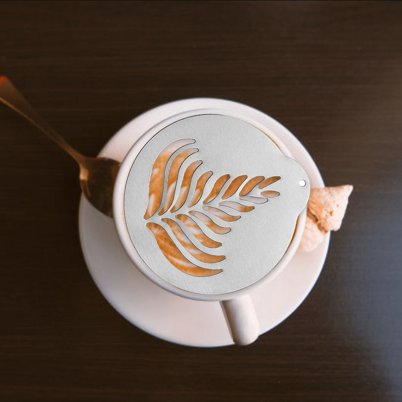 5 db kreatív rozsdamentes acél kávésablon, Latte Art kávéfüzér forma, személyre szabott sablon kávétorta díszítéshez
