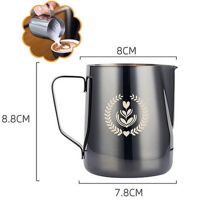 350 ml-es rozsdamentes acél kávés tejkancsó cappuccino eszpresszó vízmérleggel habosító konyhai Otthoni Latte Art habosító kancsó kellékek