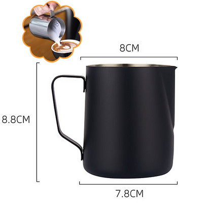 350 ml Kávés Tejkancsó konyha Otthon mérleg Cappuccino Espresso Habosítóval Rozsdamentes acél Latte Art habosító kancsó kellékek