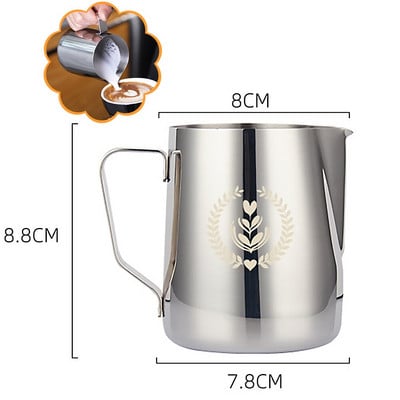 350 ml Kávés Tejkancsó konyha Otthon mérleg Cappuccino Espresso Habosítóval Rozsdamentes acél Latte Art habosító kancsó kellékek