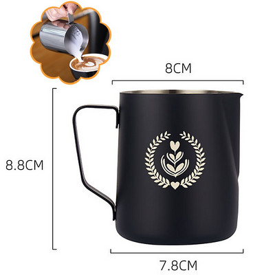 350 ml Kávés Tejkancsó konyha Otthon mérleg Cappuccino Espresso Habosítóval Rozsdamentes acél Latte Art habosító kancsó kellékek