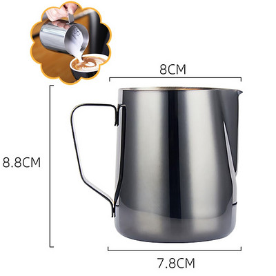 350 ml Kávés Tejkancsó konyha Otthon mérleg Cappuccino Espresso Habosítóval Rozsdamentes acél Latte Art habosító kancsó kellékek