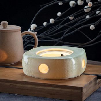 Керамичен нагревател за свещ Цвете Нагревател за чай Отоплителна основа Варено вино Цвете Чай Кафе Нагрята изолационна основа Японски стил