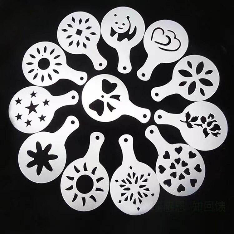 16 db konyhai edények díszes kávényomtató sablon konyhai eszközök kávéspray sablon konyhai kütyük Kreatív konyhai kiegészítők