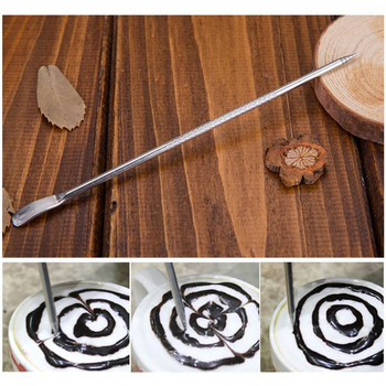 1PCS Barista Cappuccino Espresso Coffee Decorating Latte Art Pen Tamper Needle Неръждаема стомана Pull Flower Needle Издълбана пръчка