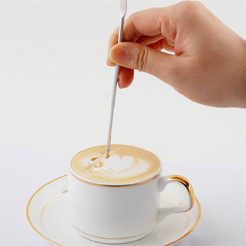 1PCS Barista Cappuccino Espresso Coffee Decorating Latte Art Pen Tamper Needle Неръждаема стомана Pull Flower Needle Издълбана пръчка
