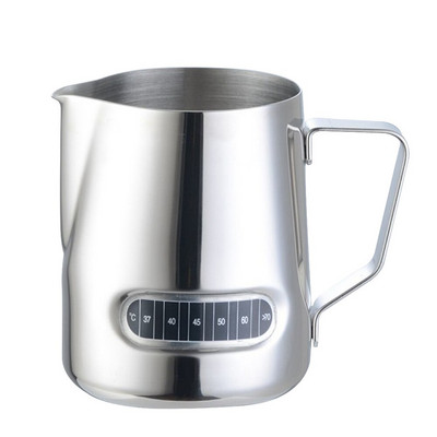 Tejhabosító kancsó beépített hőmérővel 20Oz/600Ml Rozsdamentes acél tejes kávé Barista kancsó kancsó kávétartozékok