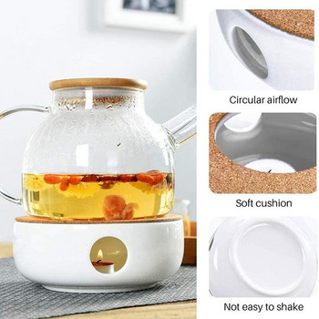 HOT-Нагревател за чайници, керамична подложка с коркова възглавница, нагревател за свещ за чайници, кани, гарафа, подходящ