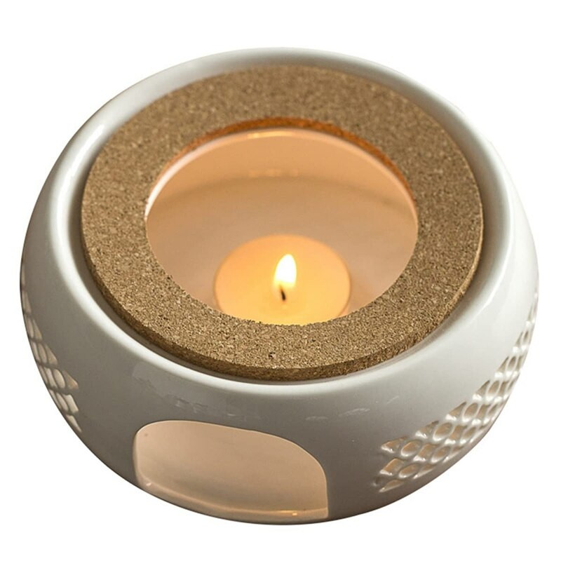 Arbatinuko šildytuvas su kamštinės pagalvėlės arbatos šildytuvo pagrindo žvakės kaitinimo pagrindo laikiklis arbatos indas, tinkamas arbatai, kavai ir pienui ir kt