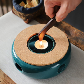 LBER Ceramic Tea Warmer Tea Warmer Coffee Warmer Tea Pot Warmer Tea Base with Cork Mat for Tea Maker Καφετιέρα