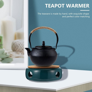 LBER Ceramic Tea Warmer Tea Warmer Coffee Warmer Tea Pot Warmer Tea Base with Cork Mat for Tea Maker Καφετιέρα