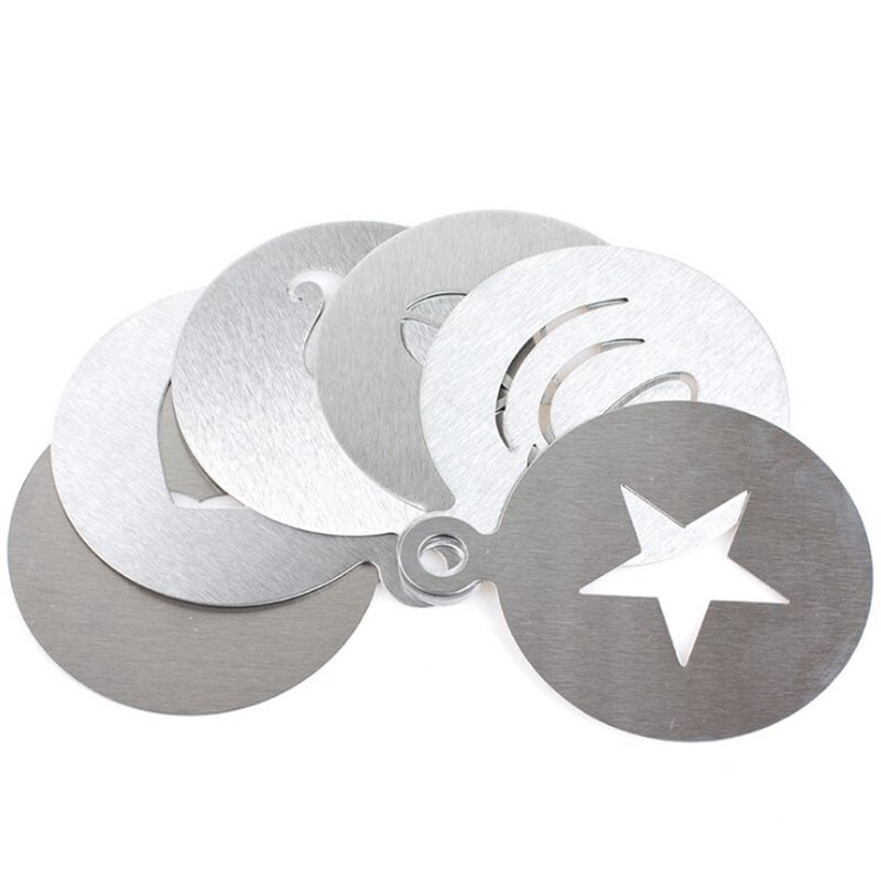 6db/készlet Creative Aluminium / 430 Stainless Steel Fashion Garland Forma díszes kávényomtató forma