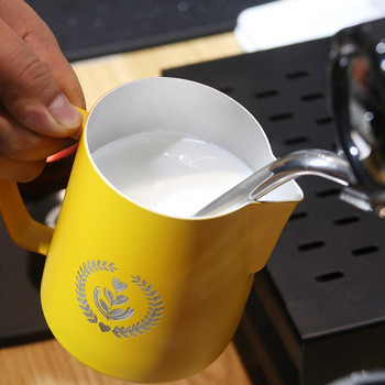 Кана за разпенване на кафе от неръждаема стомана 304 Pull Flower Cup Cappuccino Milk Pot Чаши за еспресо Latte Art Milk Coffeeeware 600 ml