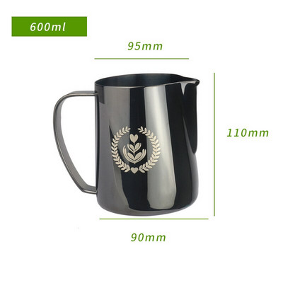 304 Rozsdamentes acél habosító kávékancsó húzó virágcsésze cappuccino tejeskanna eszpresszó csészék Latte Art tejes kávés edények 600ml