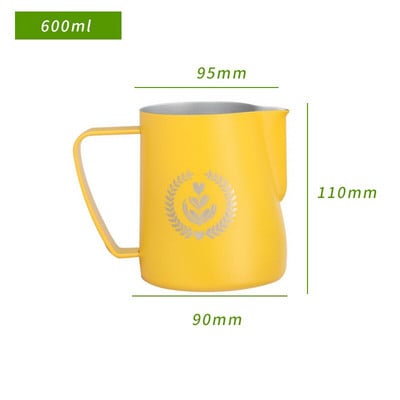 304 Rozsdamentes acél habosító kávékancsó húzó virágcsésze cappuccino tejeskanna eszpresszó csészék Latte Art tejes kávés edények 600ml
