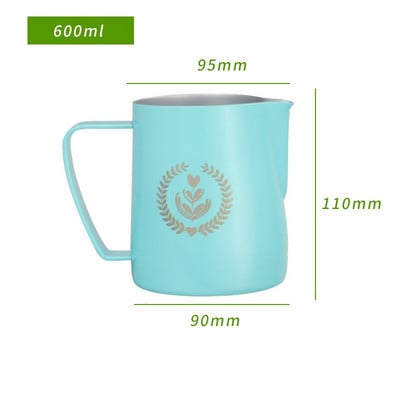 304 Rozsdamentes acél habosító kávékancsó húzó virágcsésze cappuccino tejeskanna eszpresszó csészék Latte Art tejes kávés edények 600ml