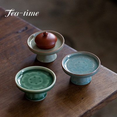 Yue Kiln Lotus Celadon Cover Set Purple Sand Teapot Cover Extension Домакинска керамика Kung Fu Tea Set Висок държач за чаша Поставка за капак