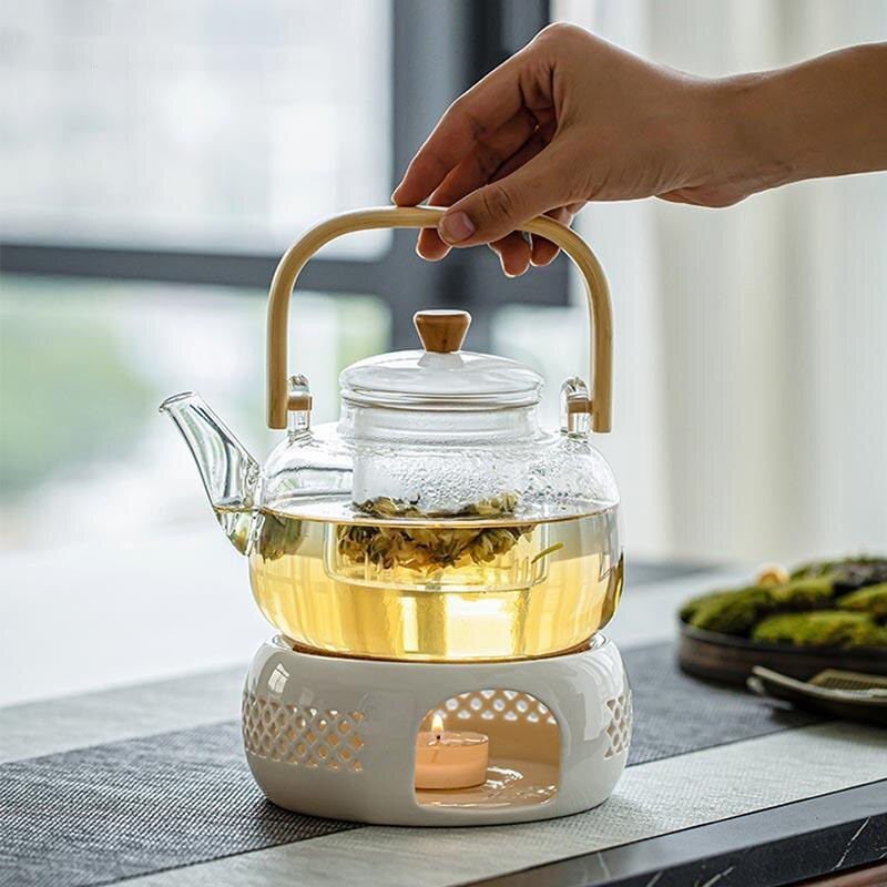 Borrey kerámia teáskanna tartó talp tea melegítő szigetelő talp tea kávé tea melegítő vízmelegítő teáskanna melegítő talp