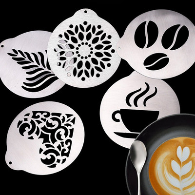 Șablon creativ pentru cafea, cafea cu lapte, cafea latte, barista, cappuccino, șablon din oțel inoxidabil, mucegai pentru desen, instrumente de decorare