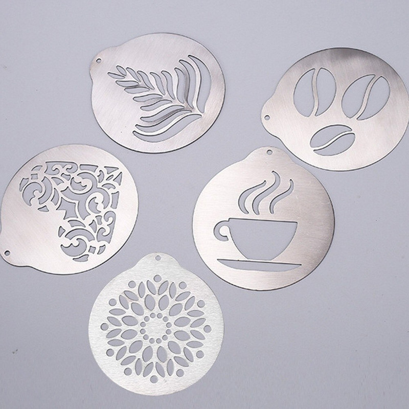 Kūrybinis kavos trafaretas Pienas Kava Latte Barista Cappuccino Šablonas Nerūdijantis plienas „Pasidaryk pats“ piešimo formų dekoravimo įrankiai