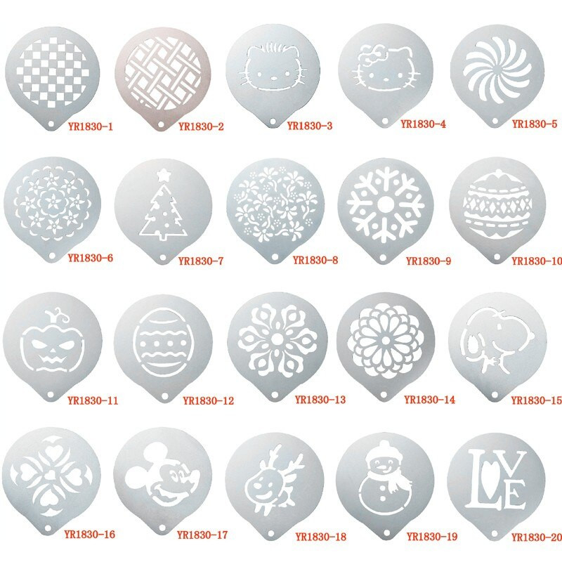 Kūrybinis kavos trafaretas Pienas Kava Latte Barista Cappuccino Šablonas Nerūdijantis plienas „Pasidaryk pats“ piešimo formų dekoravimo įrankiai