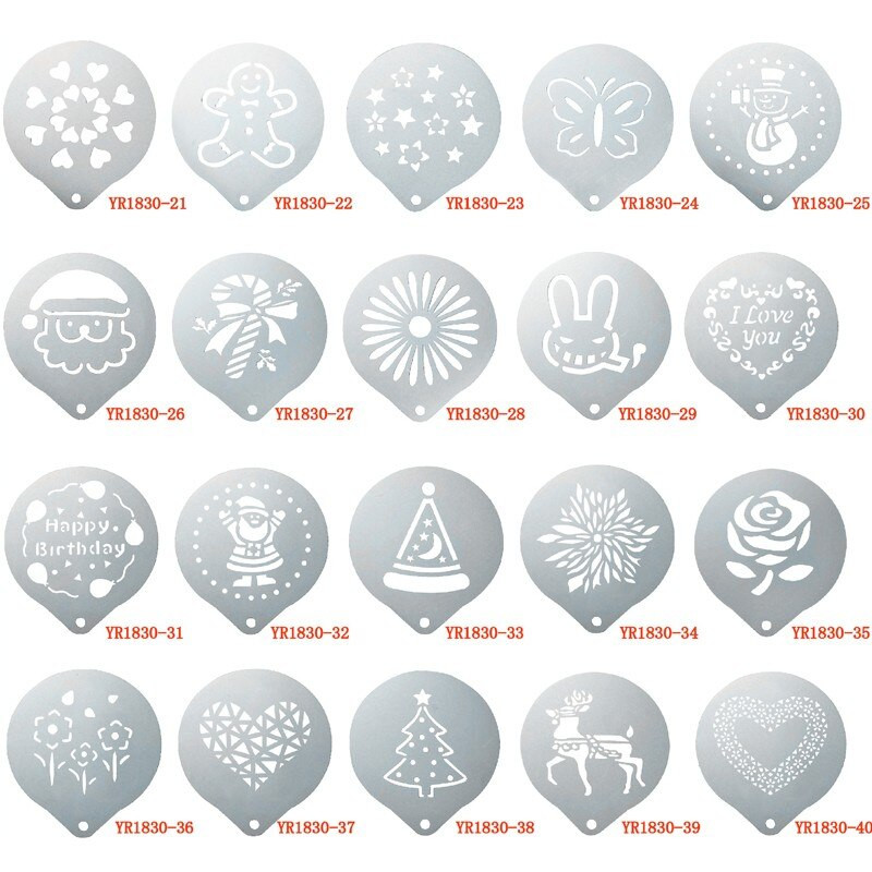 Kūrybinis kavos trafaretas Pienas Kava Latte Barista Cappuccino Šablonas Nerūdijantis plienas „Pasidaryk pats“ piešimo formų dekoravimo įrankiai