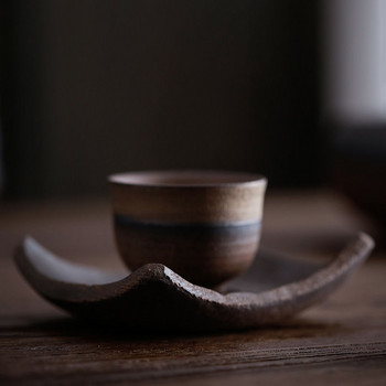 Подложка за плочки в японски стил Ръчно изработена ретро каменина Изолационна подложка Подложка за чай Керамични кунг-фу аксесоари за чаена церемония