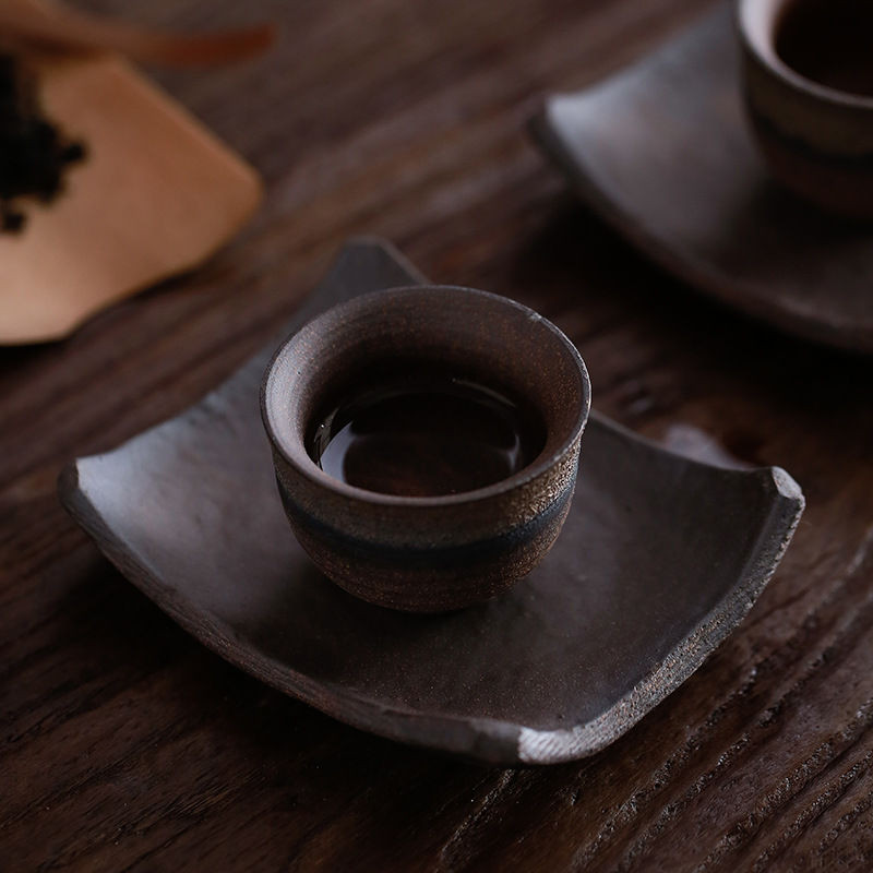 Japoniško stiliaus plytelių padėkliukas Rankų darbo retro akmens masės izoliacinis padėkliukas arbatos padėkliukas Keraminis Kung Fu arbatos ceremonijos priedai
